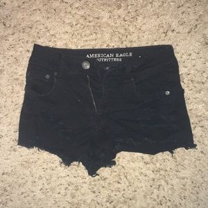 Black Ripped Jean Shorts